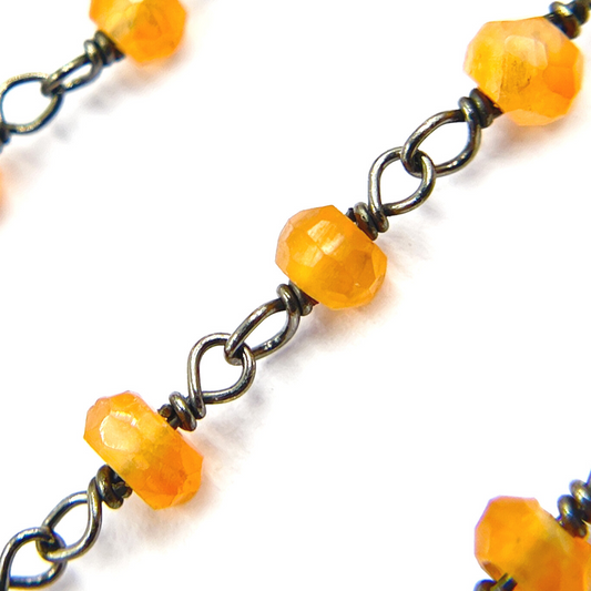 Carnelian Black Rhodium 925 Sterling Silver Wire Chain