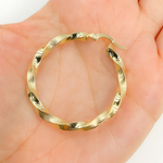 Load image into Gallery viewer, 14K Solid Gold Two Tone Twisted Hoop with Texture