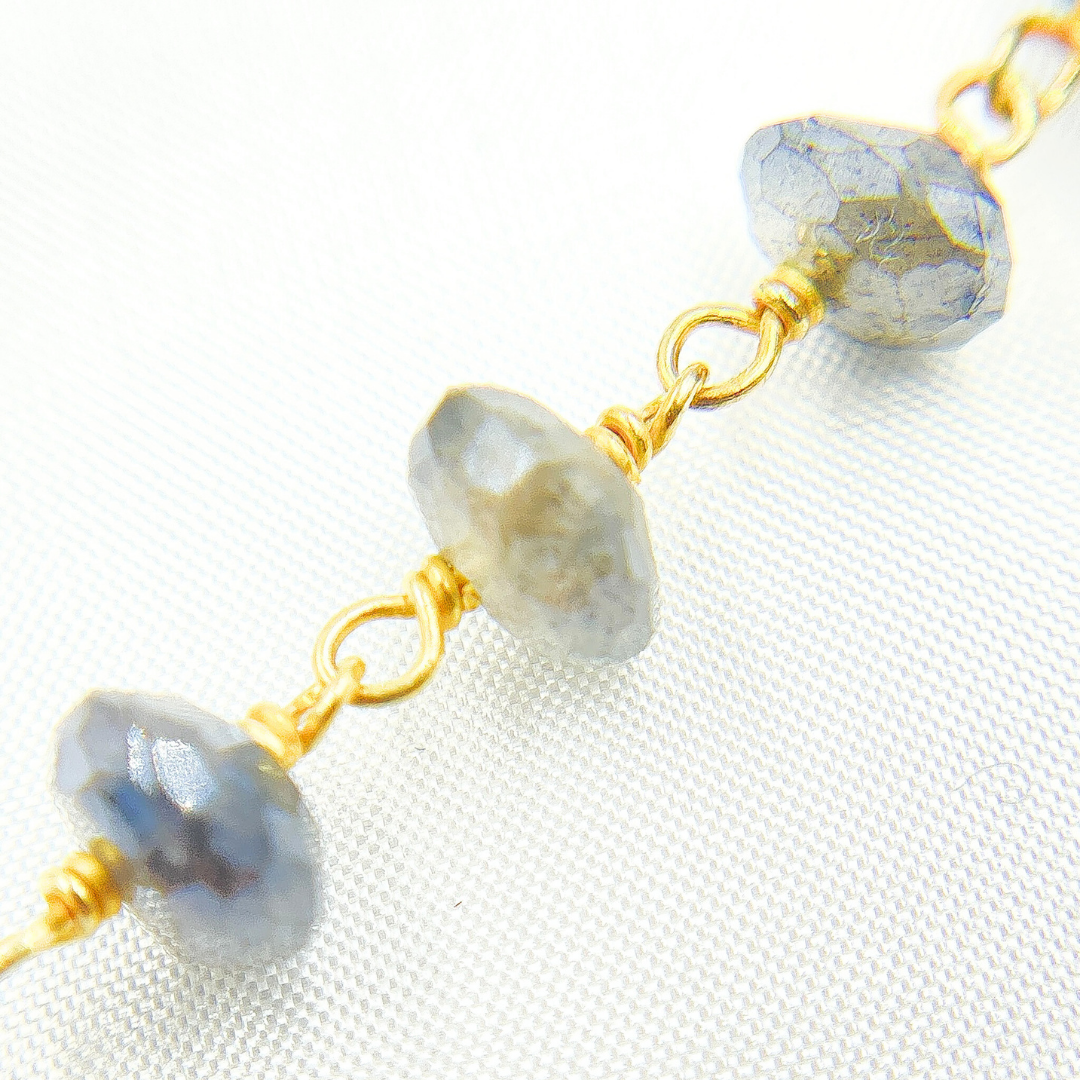 Coated Labradorite Gold Plated Wire Chain.