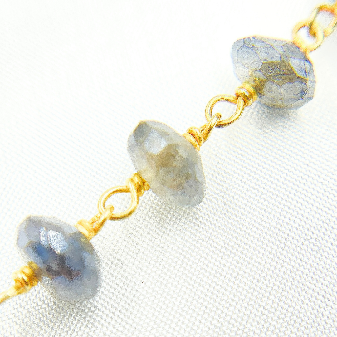 Coated Labradorite Gold Plated Wire Chain. CLB20