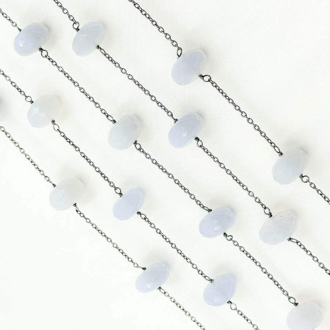 Natural Chalcedony Oxidized Wire Chain.