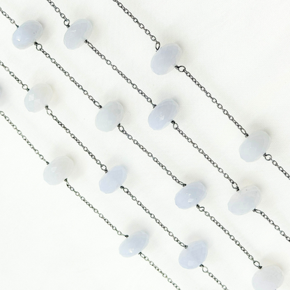 Natural Chalcedony Oxidized Wire Chain.