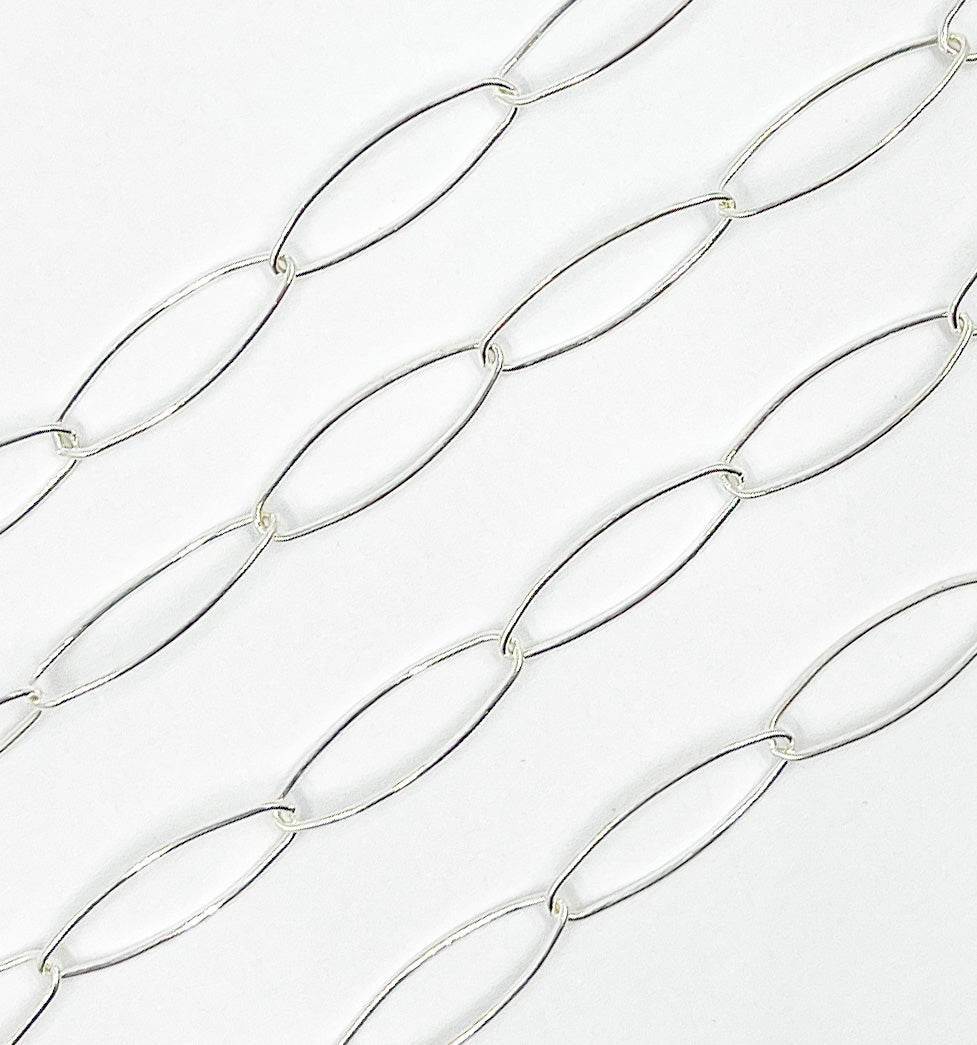 925 Sterling Silver Smooth Marquise Shape Link Chain. 700SS