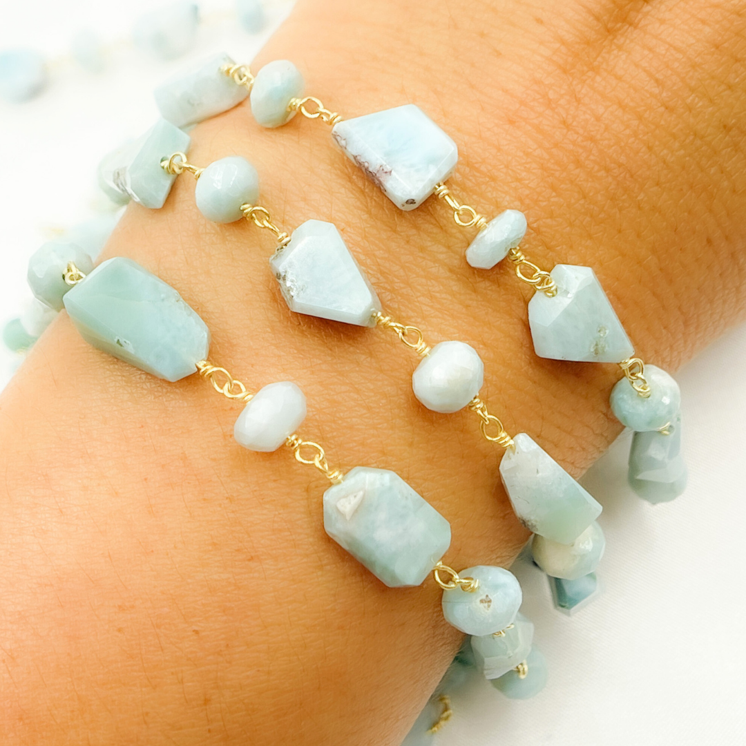 Larimar Gold Plated Wire Chain