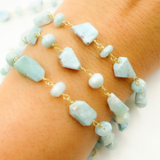 Larimar Gold Plated Wire Chain
