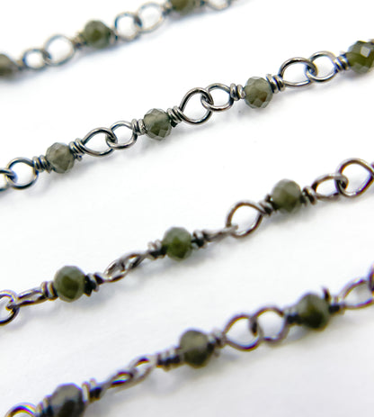 Black Moonstone Wire Wrap Chain. BMS3