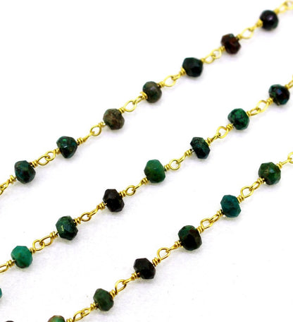 Chrysocolla Gemstone Wire Wrap Chain. CSO3