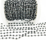 Load image into Gallery viewer, Black Spinel Wire Wrap Chain made with Black Rhodium 925 Sterling Silver. BSP15
