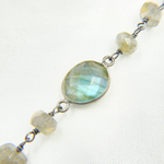 Load image into Gallery viewer, Coated Labradorite with Bezel Stone Oxidized Wire Chain. CLB30
