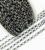 Load image into Gallery viewer, Black Rhodium 925 Sterling Silver Rolo Link Chain. V89BR
