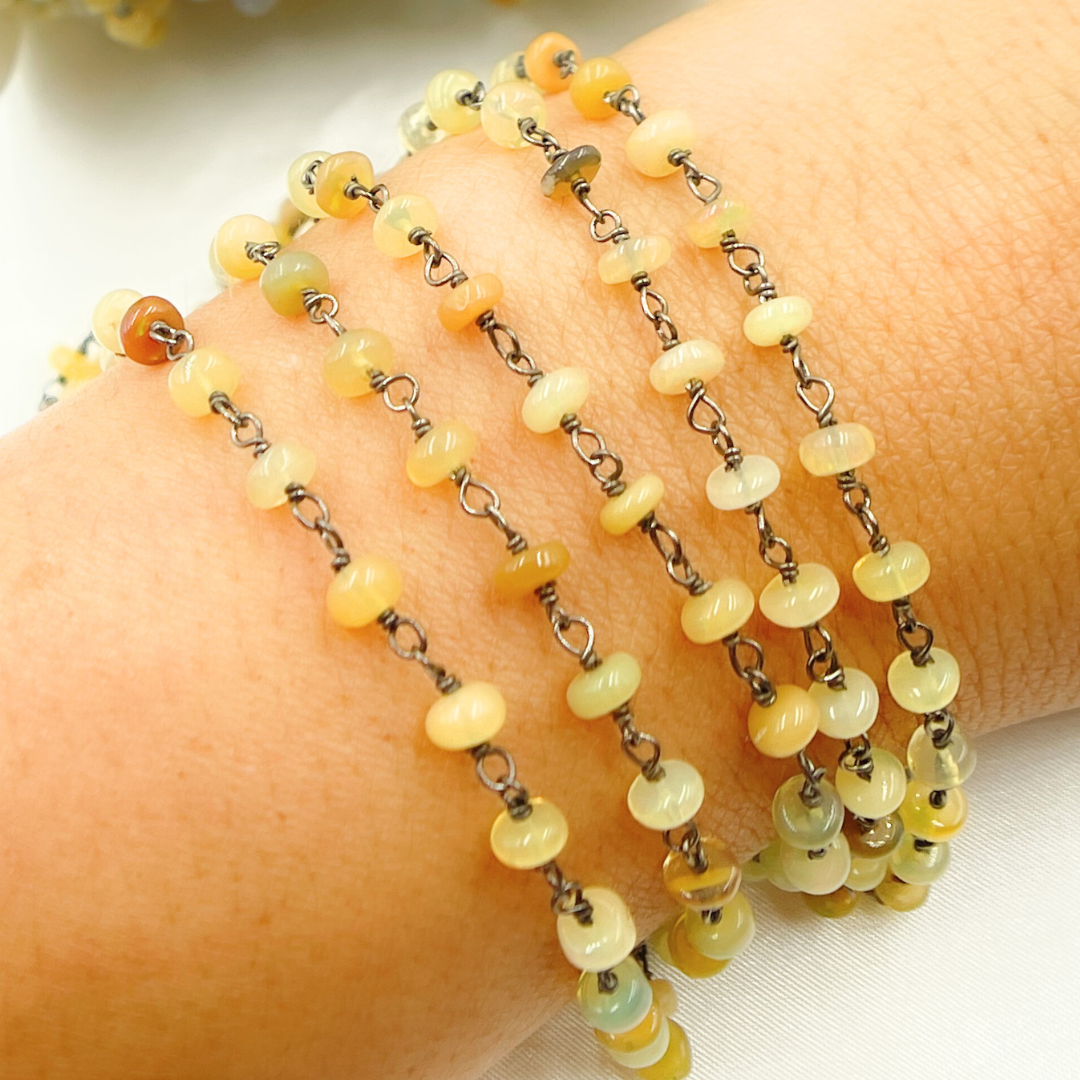 Ethiopian Opal Oxidized Wire Chain