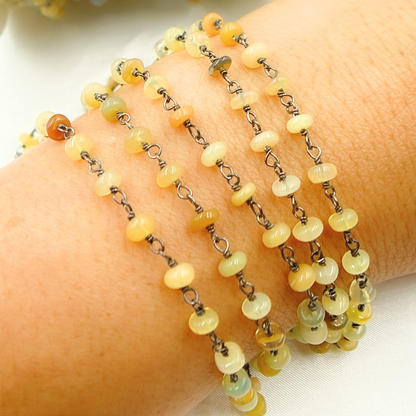 Ethiopian Opal Oxidized Wire Chain