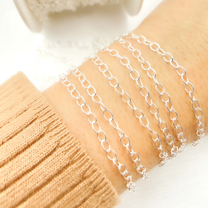 V191SS. 925 Sterling Silver Smooth Oval Link Chain
