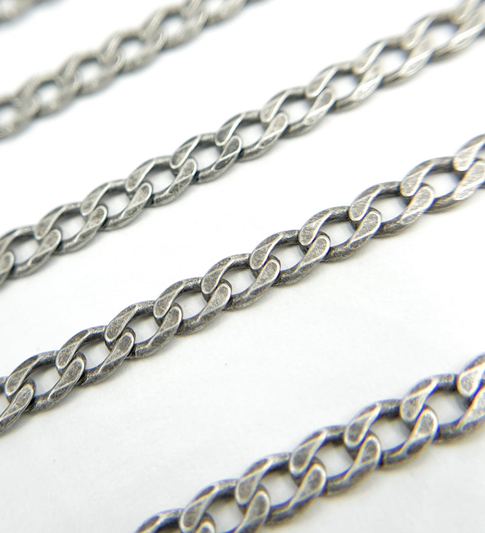 Oxidized 925 Sterling Silver Curb Link Chain. X12OX