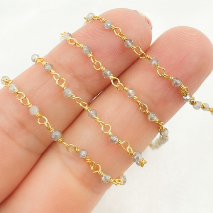 Coated Labradorite Wire Wrap Chain
