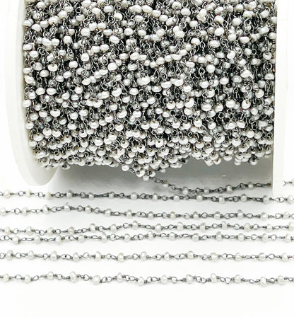Grey Freshwater Pearl Wire Wrap Chain. PRL30