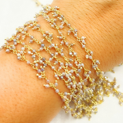 Coated Multi Moonstone Cluster Dangle Gold Plated Wire Chain