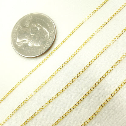 14K Solid Yellow Gold Curb Link Chain