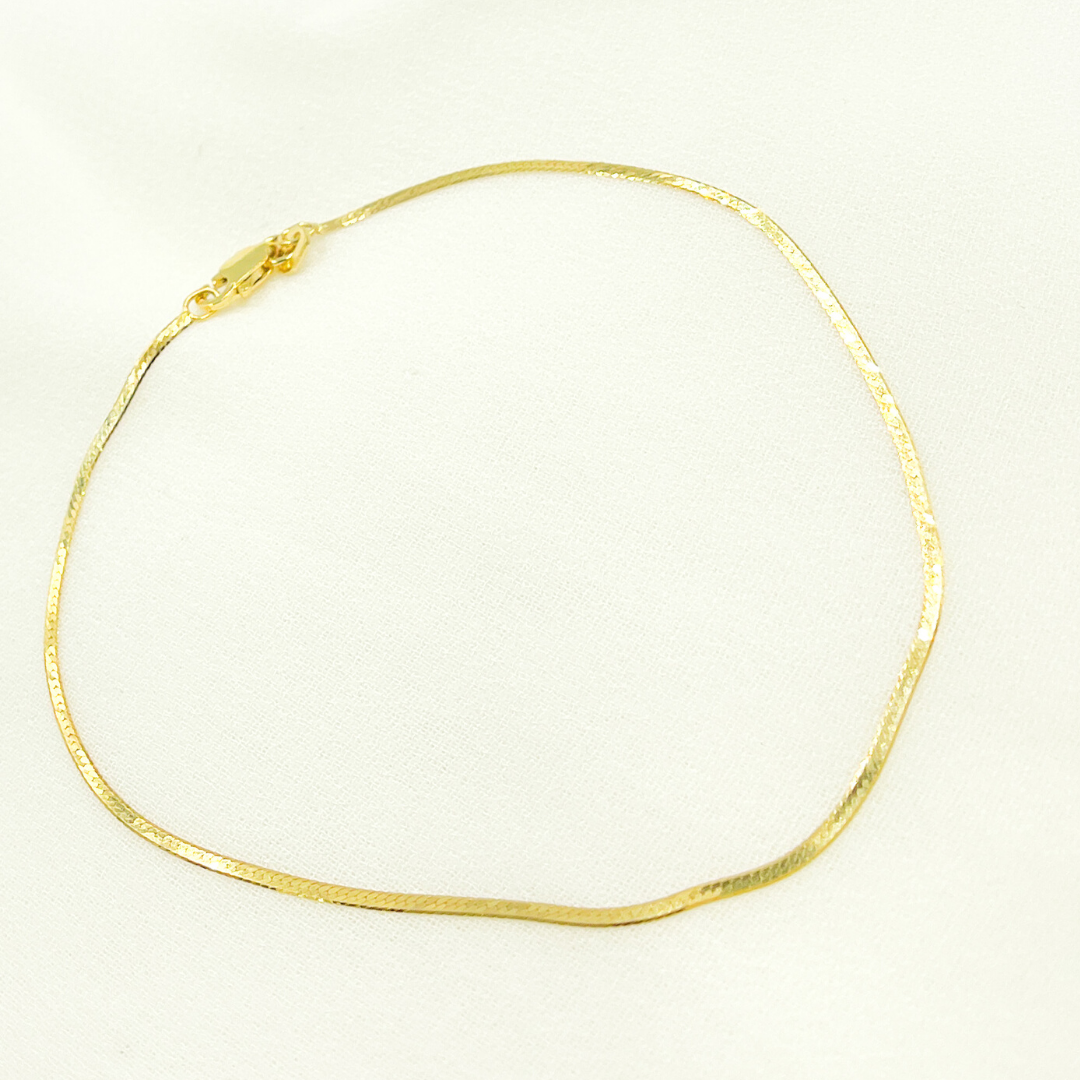 14K41 Bracelet. 14K Solid Yellow Gold Herringbone Bracelet