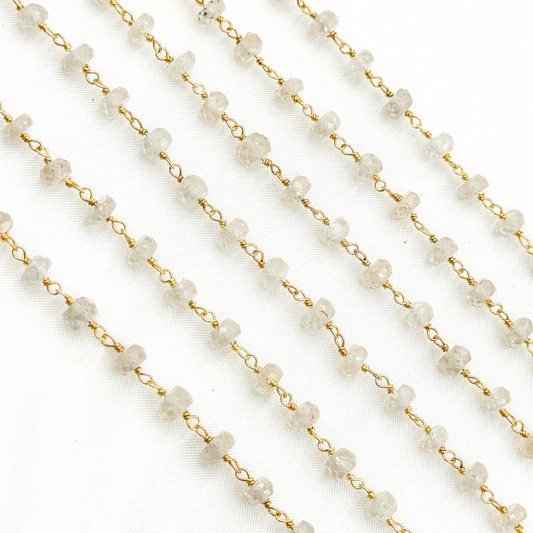 Natural Brown Zircon Gold Plated Wire Chain