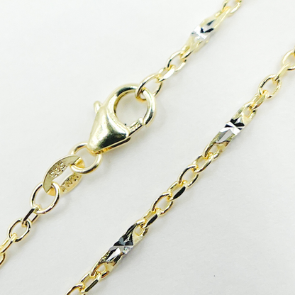 14K Solid Gold Cable with Diamond Cut Bar Chain
