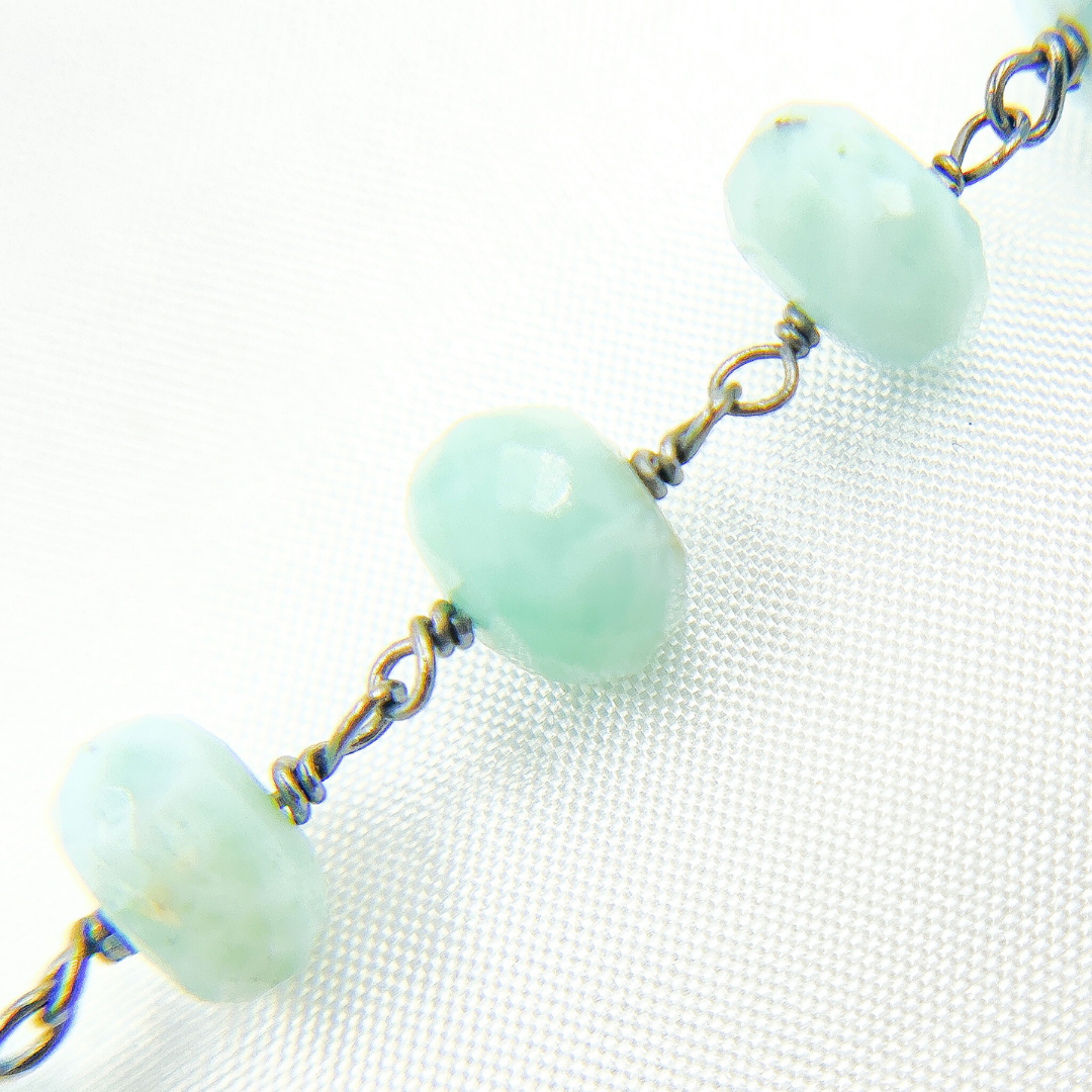 Larimar Oxidized 925 Sterling Silver Wire Chain.