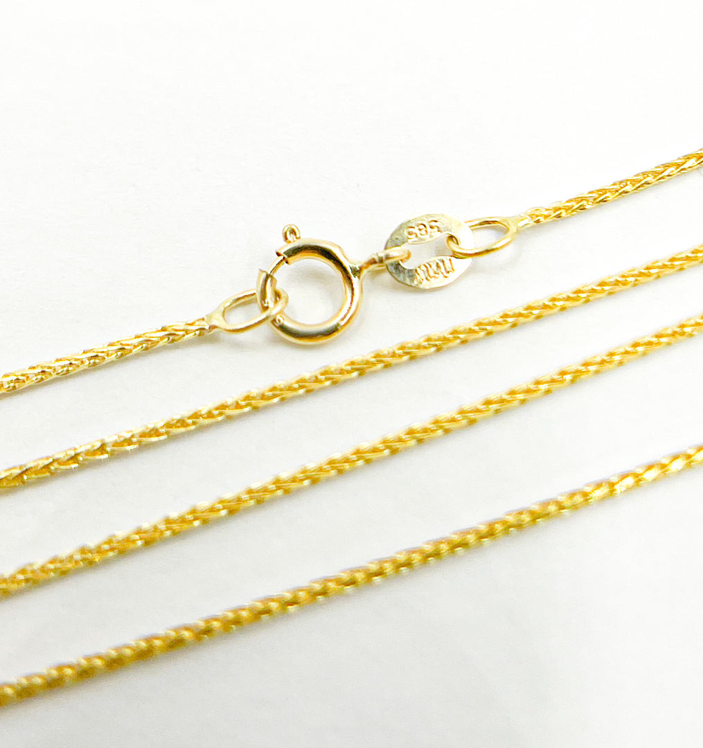 14K Solid Gold Wheat Chain Necklace. 025SP3TFDT