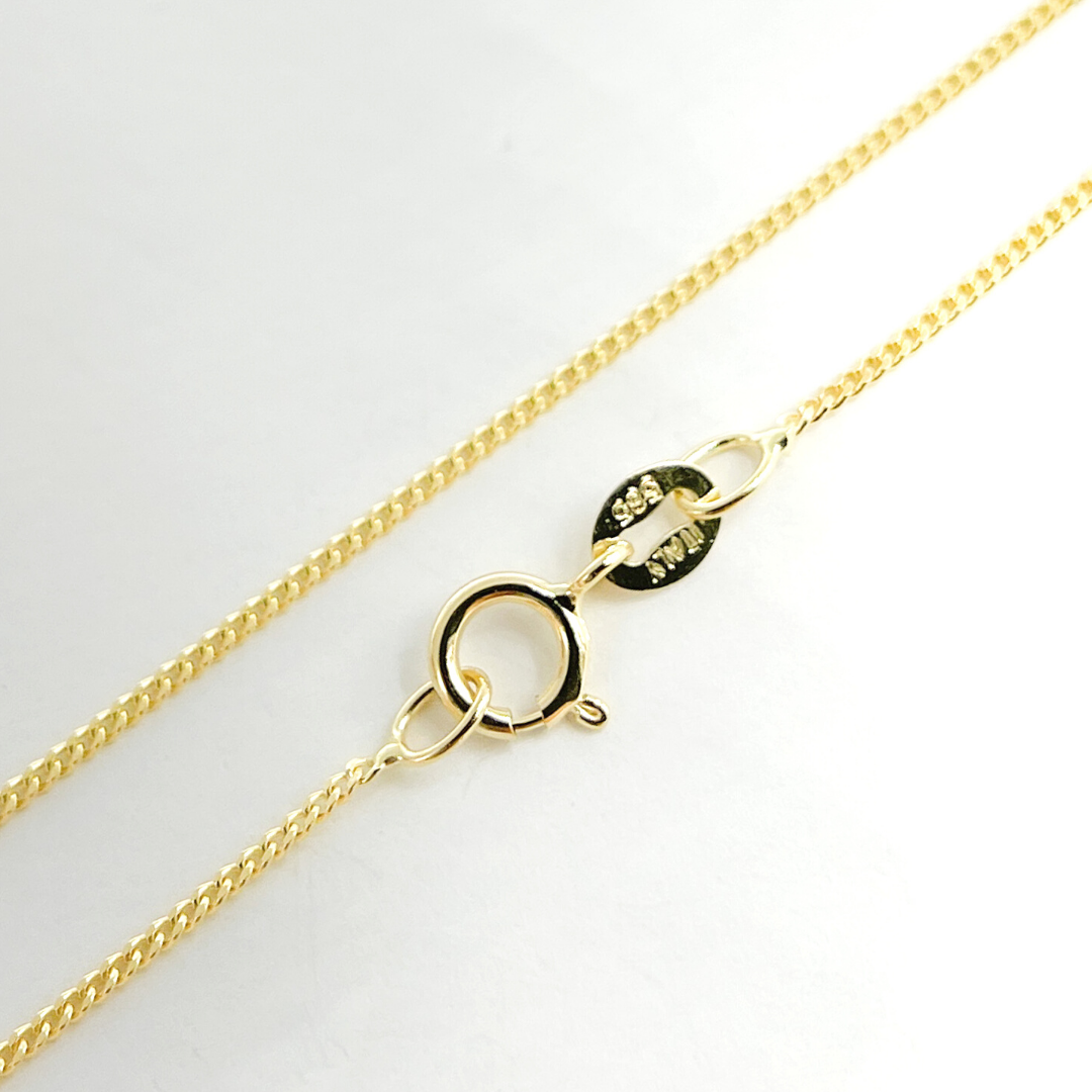 14K Solid Gold Smooth Curb Chain