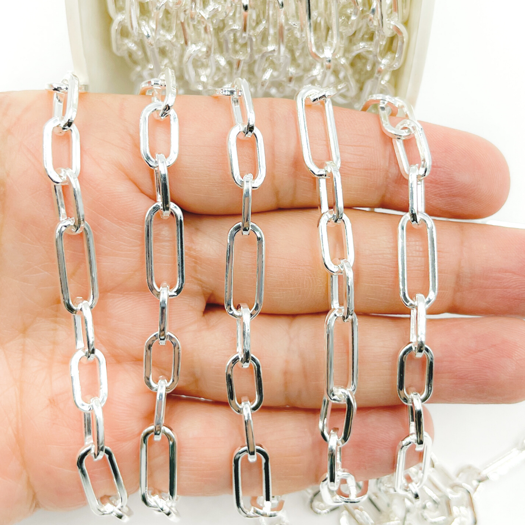 925 Sterling Silver Flat Paper Clip Chain. V139SS