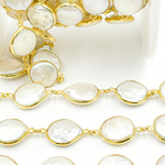 Load image into Gallery viewer, Pearls Round Shape Bezel Gold Plated Wire Chain. PRL2
