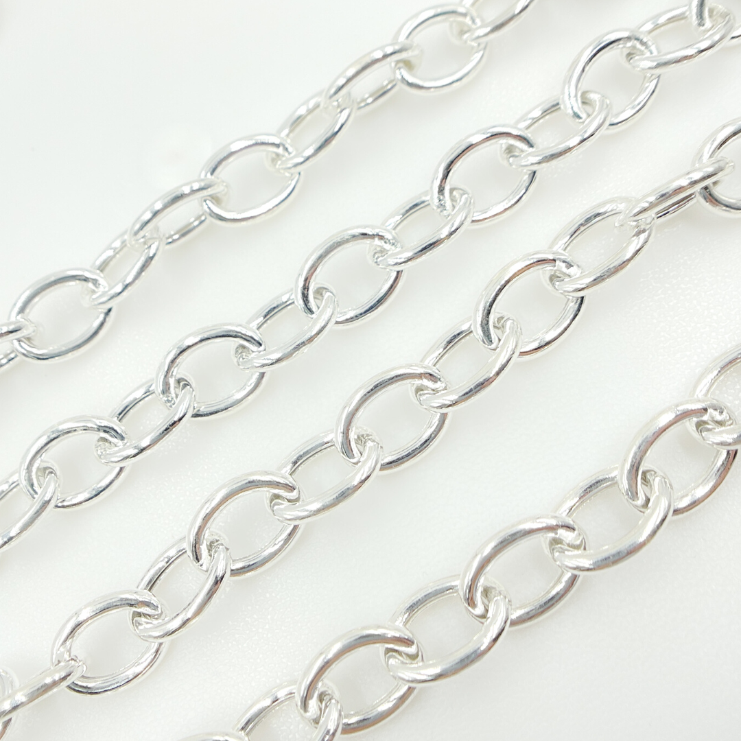 925 Sterling Silver Smooth Oval Hallow Link Chain. Y89SS