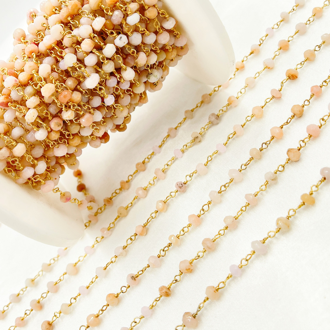 Pink Opal Gold Plated Wire Chain.