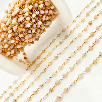 Pink Opal Gold Plated Wire Chain.