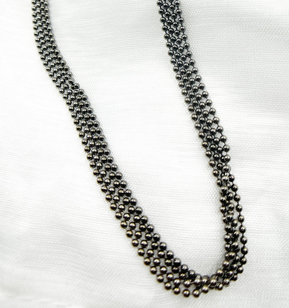 925 Sterling Silver Black Rhodium Ball Necklace Chain. 17Necklace