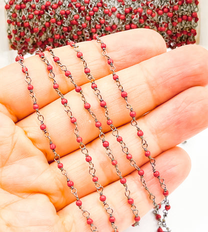 Red Coral Wire Wrap Chain