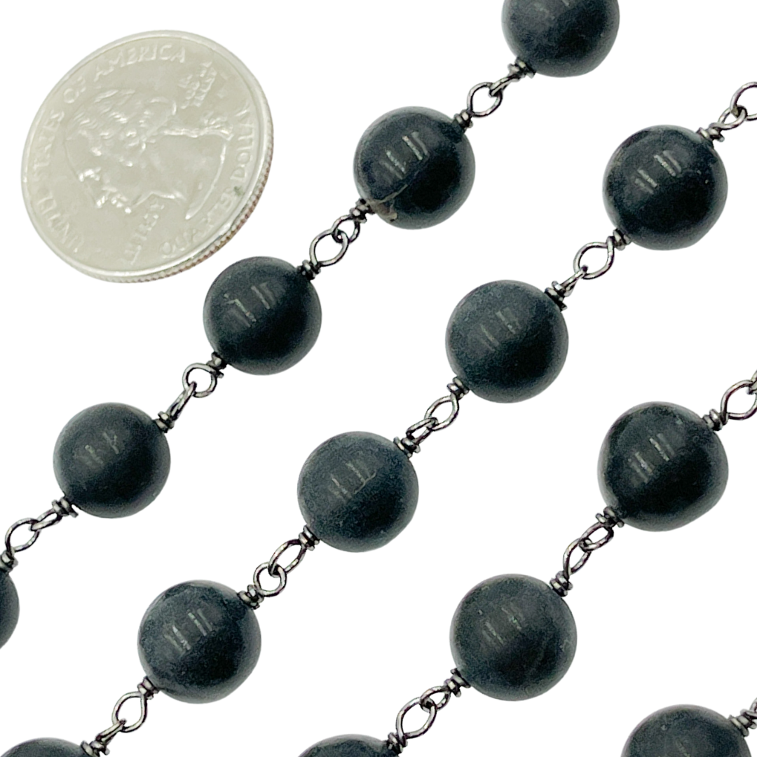 Black Onyx Gemstone Round Shape Chain.