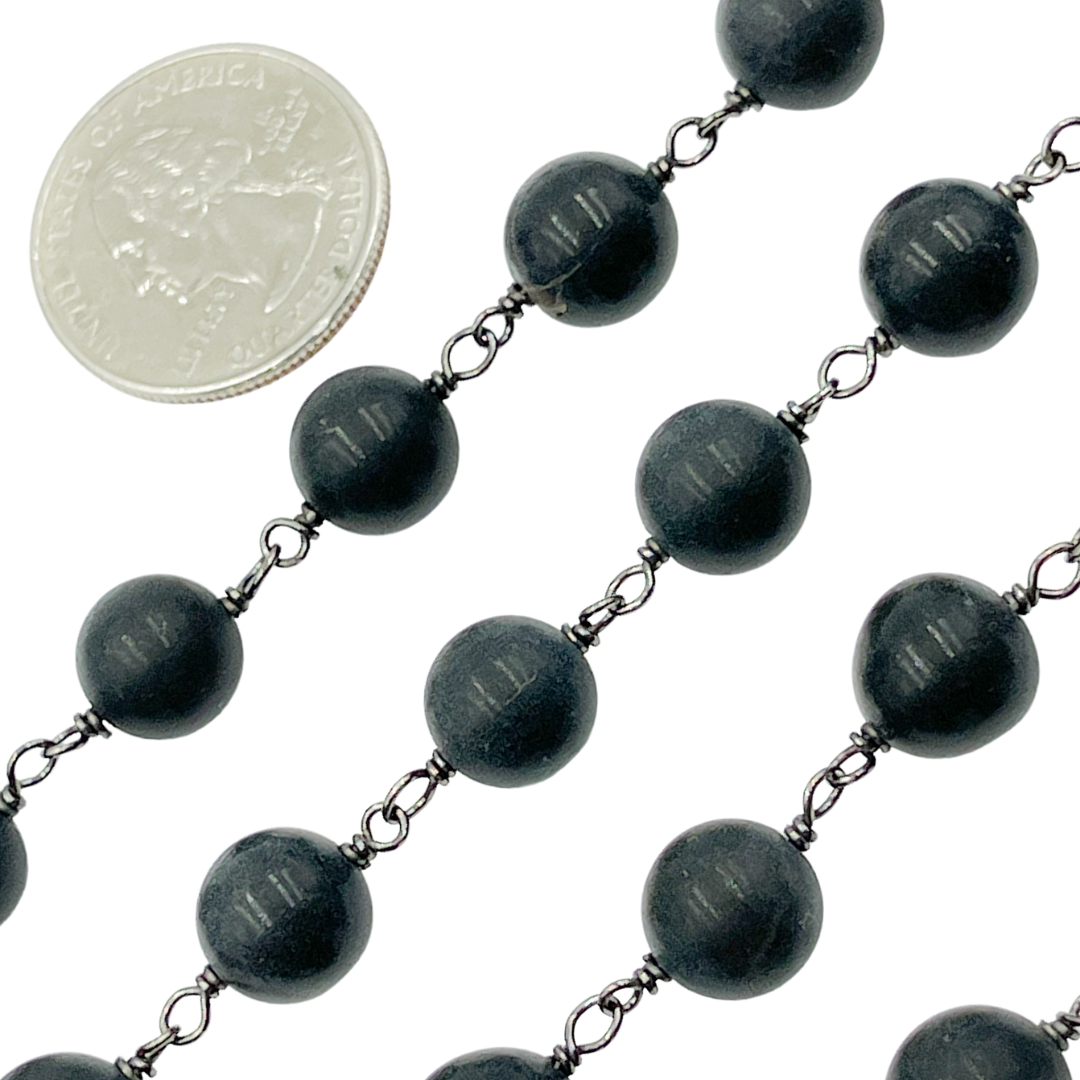 Black Onyx Gemstone Round Shape Chain. BO1