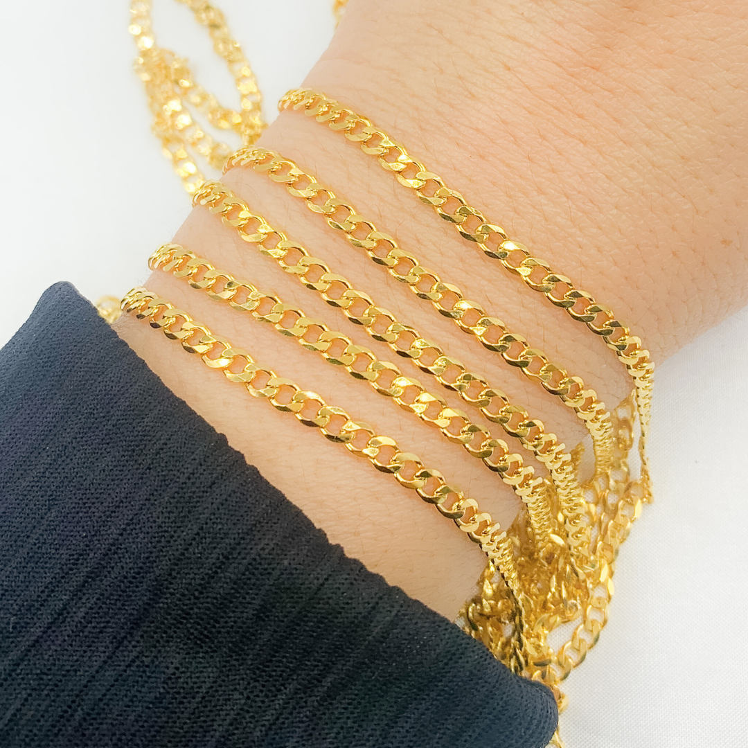 Gold Plated 925 Sterling Silver Curb Chain. Y71GP