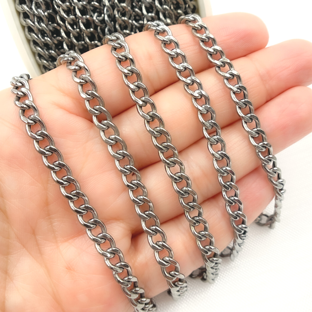 Oxidized Sterling Silver Curb Link Chain