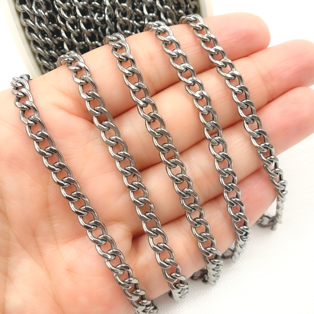 Oxidized 925 Sterling Silver Curb Link Chain. V44OX