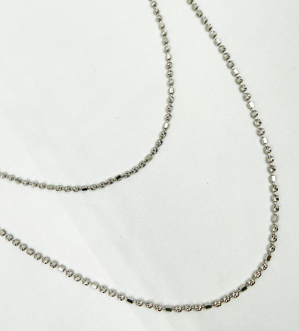 925 Sterling Silver Cube Finish Necklace. 6Necklace