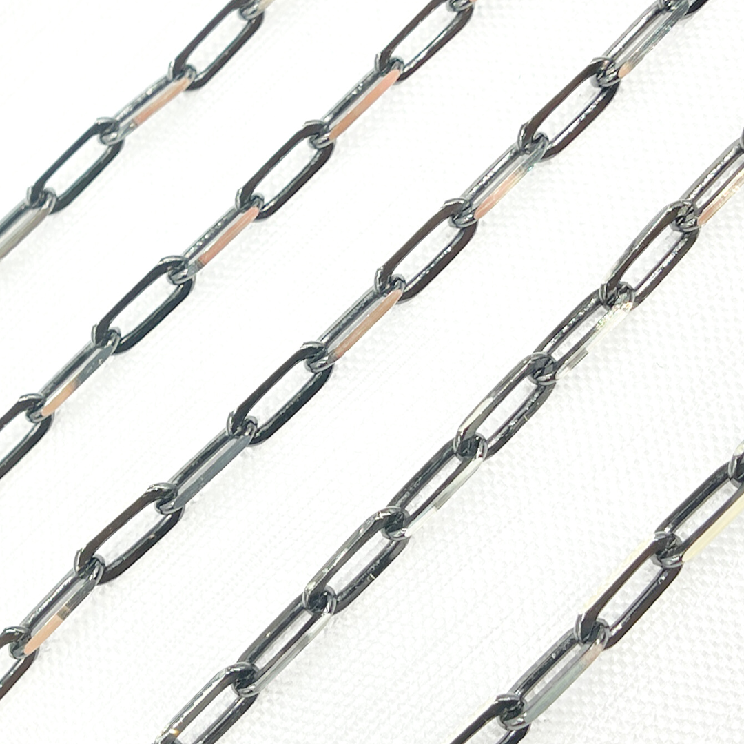 Z56SBDC. 925 Sterling Silver & Black Rhodium Diamond Paperclip Chain
