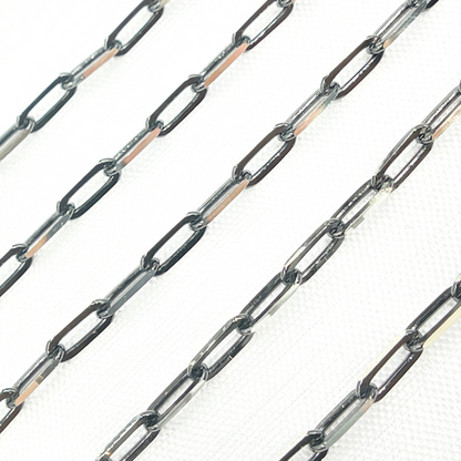 Z56SBDC. 925 Sterling Silver & Black Rhodium Diamond Paperclip Chain