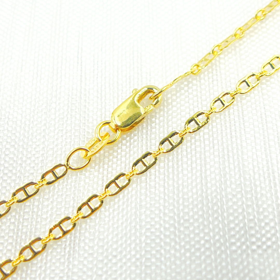 040FA1P111. 14K Solid Gold Flat Marina Chain