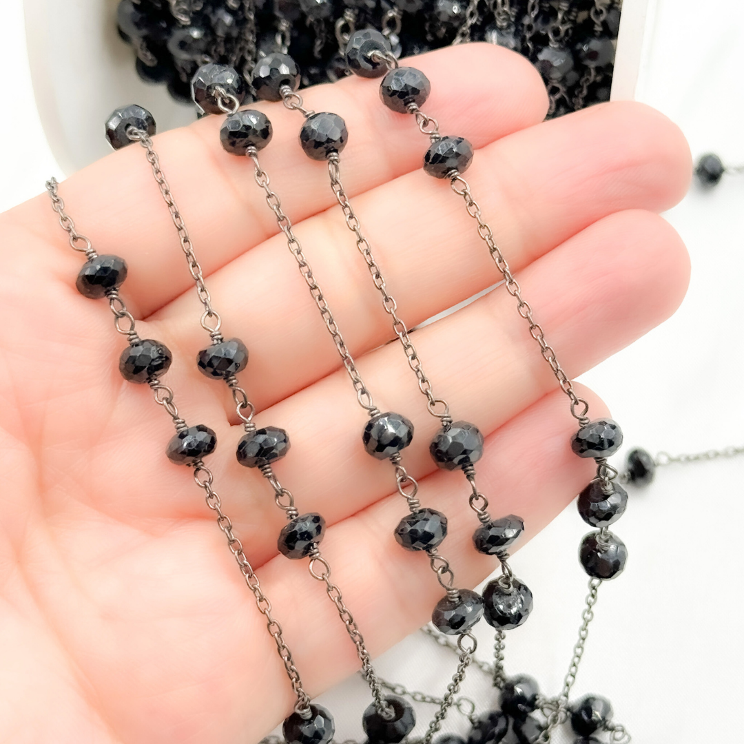 Black Spinel Oxidized Connected Wire Chain. BSP32