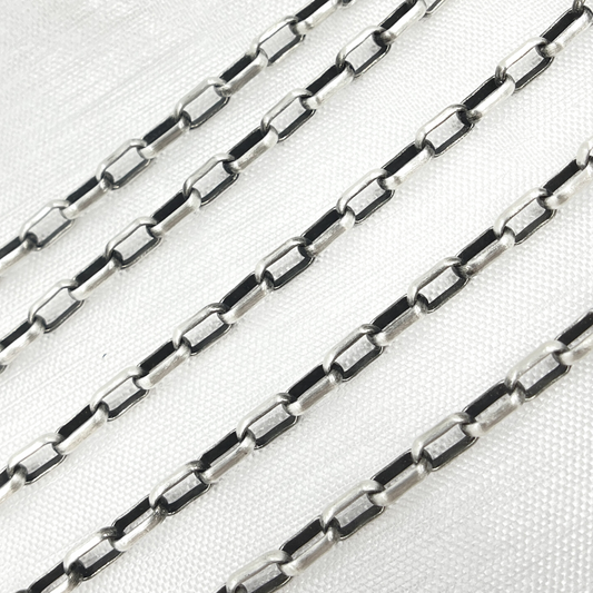 Oxidized 925 Sterling Silver Smooth Box Chain