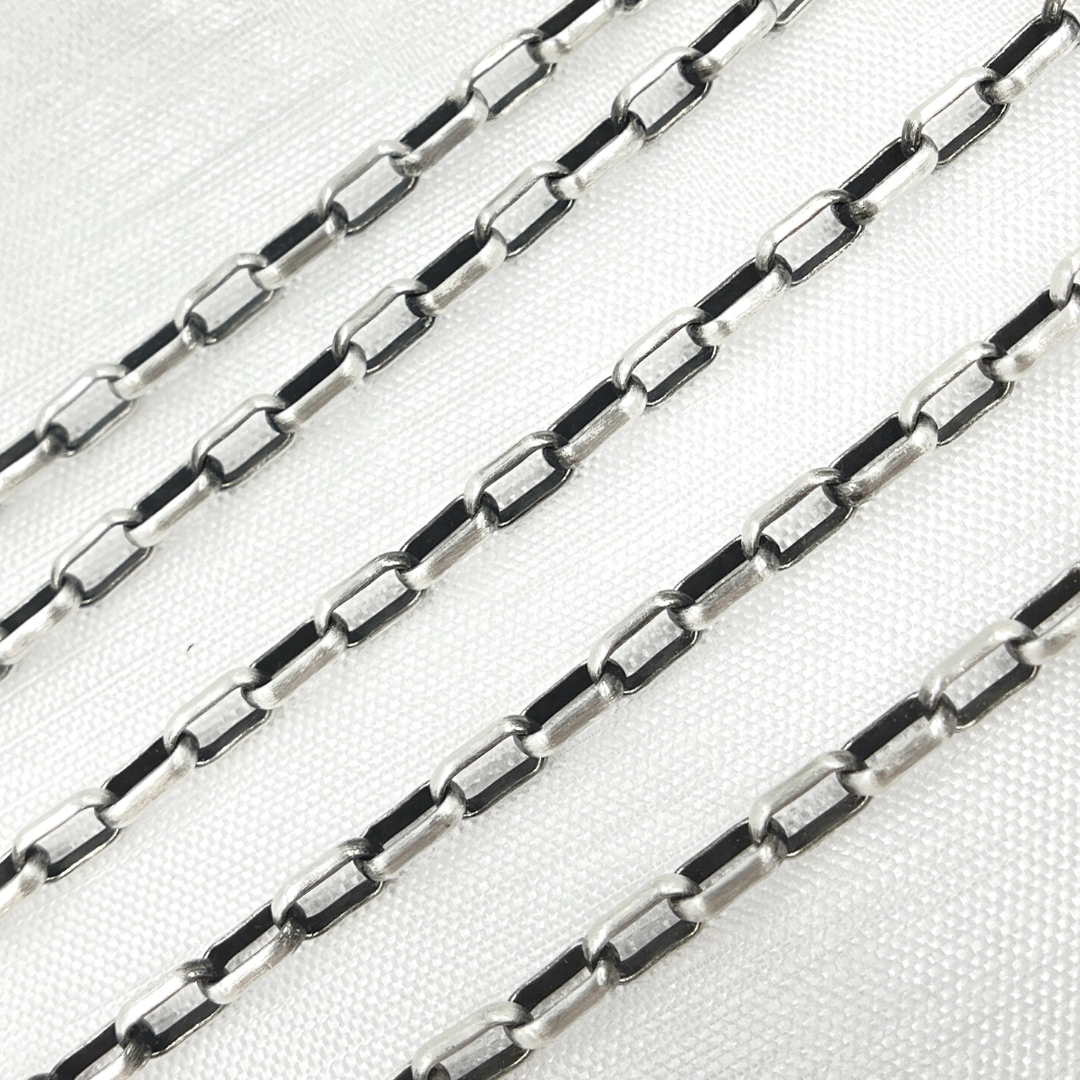 Oxidized 925 Sterling Silver Smooth Box Chain. Z86OX