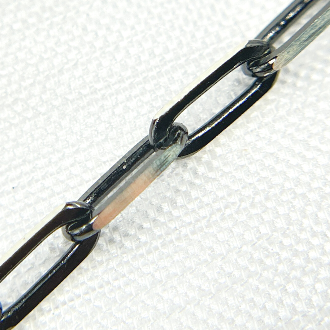 Z56SBDC. 925 Sterling Silver & Black Rhodium Diamond Paperclip Chain