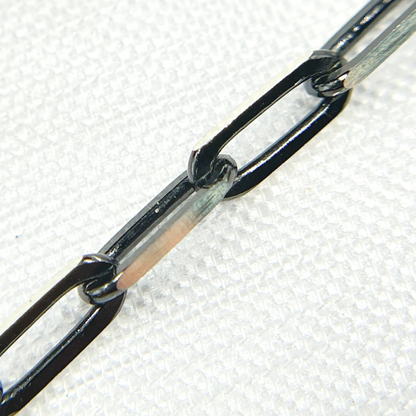 Z56SBDC. 925 Sterling Silver & Black Rhodium Diamond Paperclip Chain