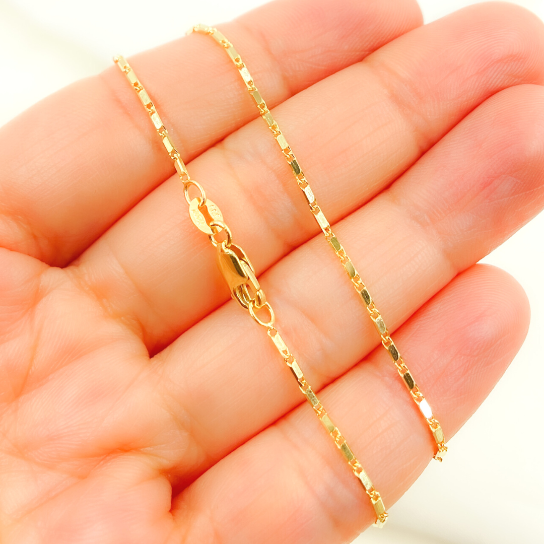 14K Solid Gold Bars Chain